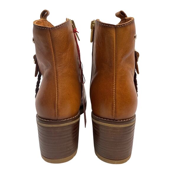 Pikolinos Llanes Ankle Boot with Buckle Women 9-9.5 40 Brandy Leather Block Heel - Picture 5 of 11